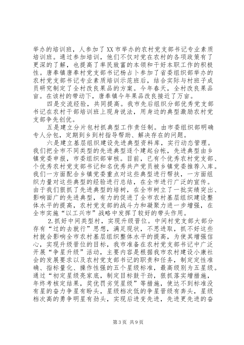 某某市农村基层组织建设工作情况汇报 _第3页