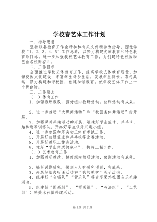 学校春艺体工作计划