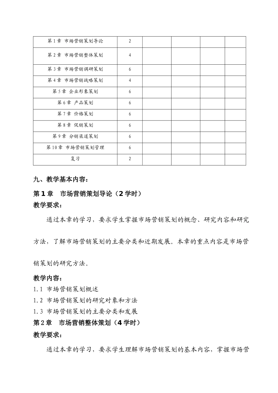 市场营销策划教学大纲_第3页
