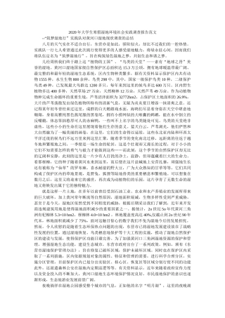 2020年大学生寒假湿地环境社会实践调查报告范文 