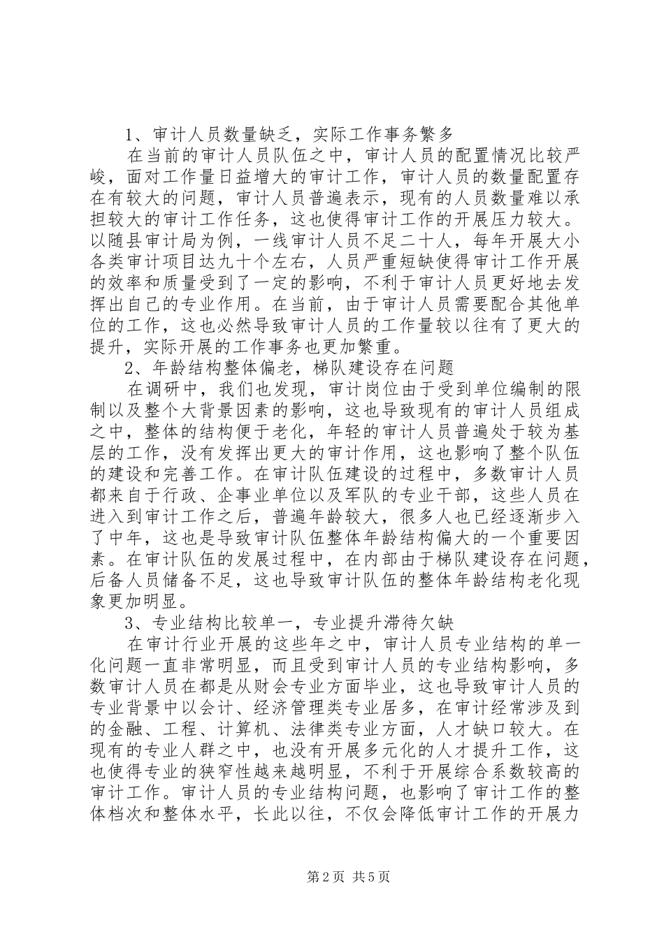 关于审计人员职业发展与能力建设的调研报告 _第2页
