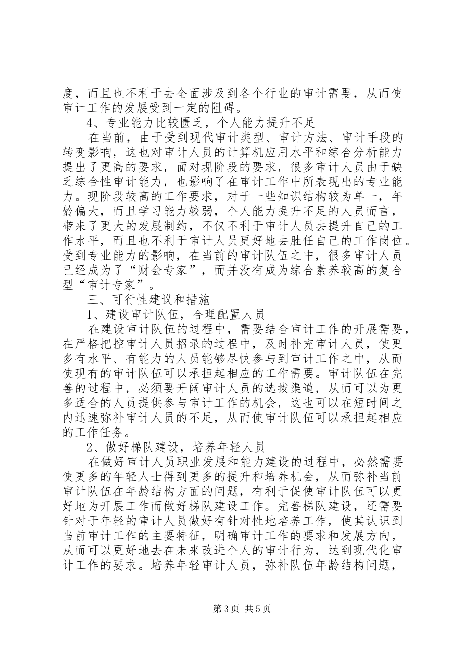 关于审计人员职业发展与能力建设的调研报告 _第3页
