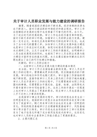 关于审计人员职业发展与能力建设的调研报告 