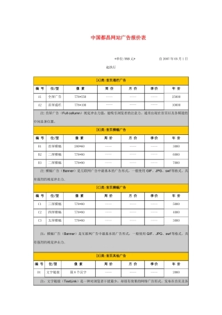 中国都昌网站广告报价表