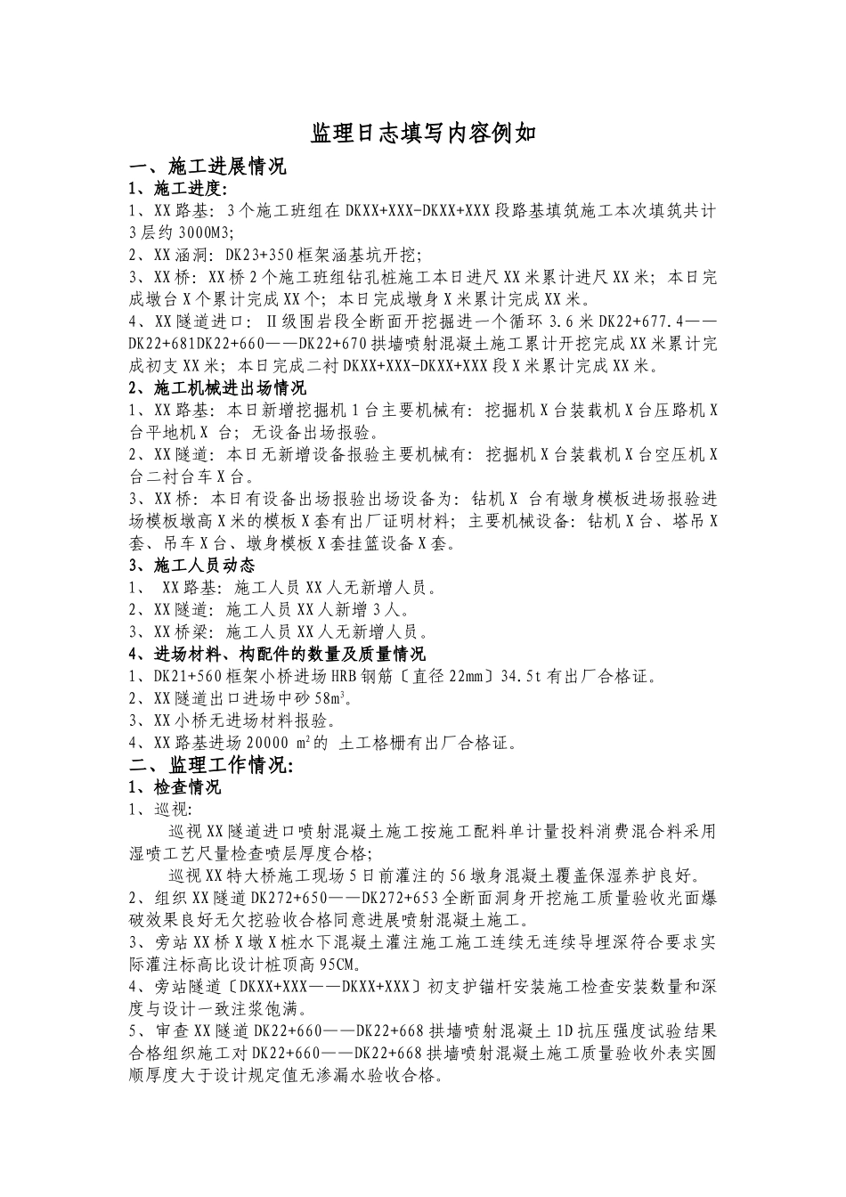 监理日记填写内容示例_第1页