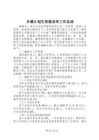 乡镇计划生育服务所工作总结