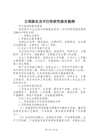 立项报告及可行性研究报告提纲 