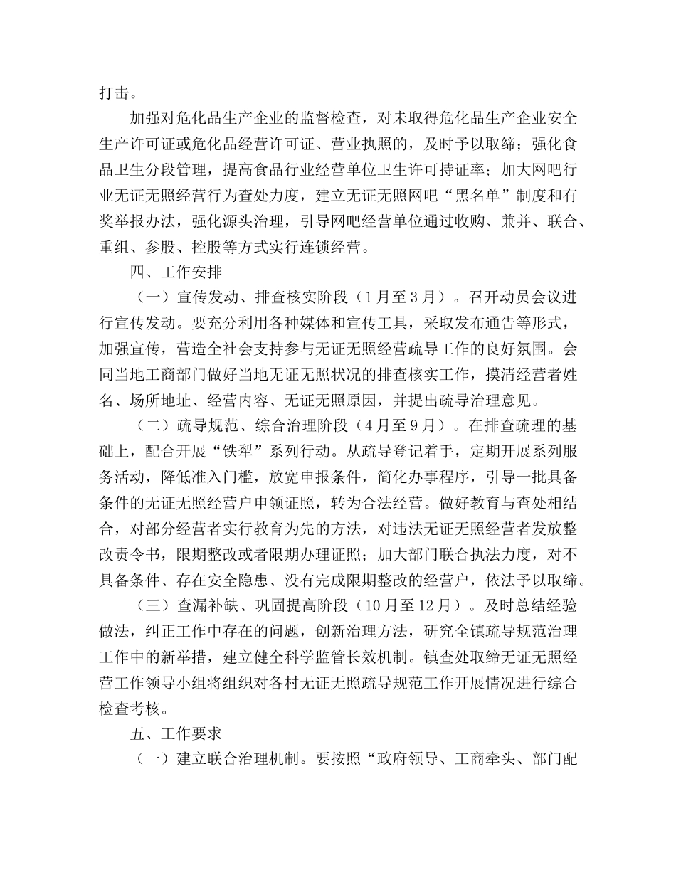 2020年xx镇无证无照经营疏导规范服务年活动实施方案 _第2页