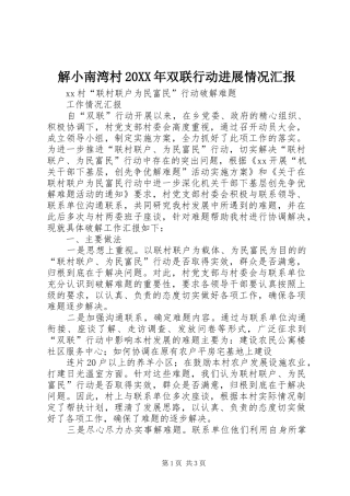 解小南湾村20XX年双联行动进展情况汇报 