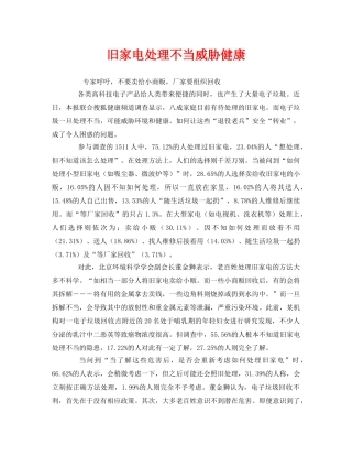 《安全管理环保》之旧家电处理不当威胁健康 