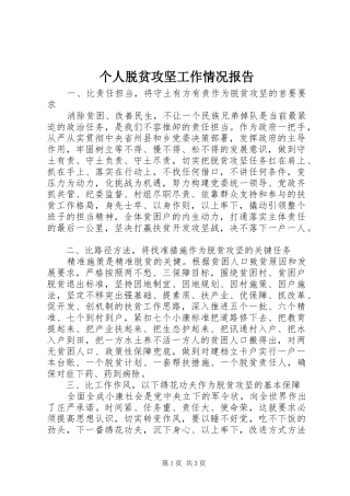 个人脱贫攻坚工作情况报告 