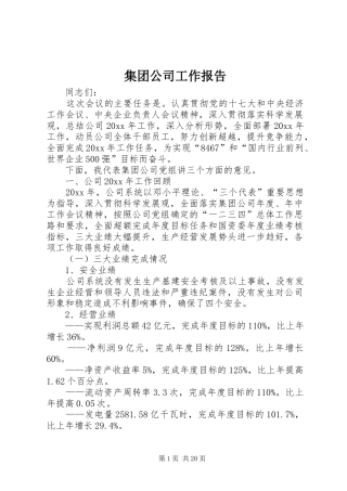 集团公司工作报告 