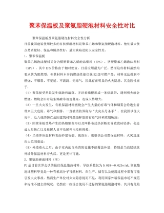 《安全管理》之聚苯保温板及聚氨脂硬泡材料安全性对比 