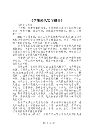 《学生采风实习报告》 