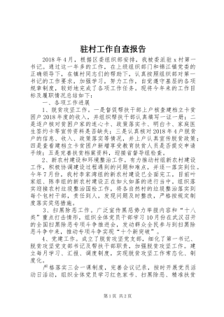 驻村工作自查报告 