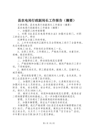 县农电局行政副局长工作报告（摘要） 