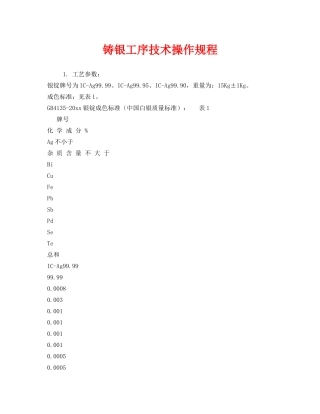 《安全操作规程》之铸银工序技术操作规程 
