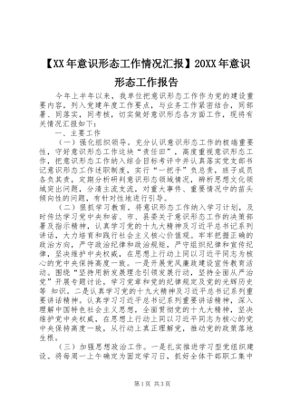 【XX年意识形态工作情况汇报】20XX年意识形态工作报告