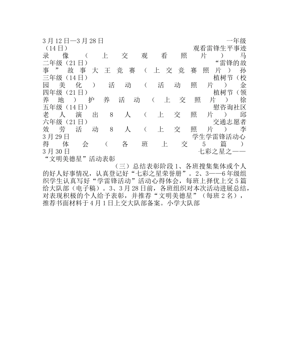 少先队工作范文小学“学雷锋  树新风  献爱心”活动方案 _第2页