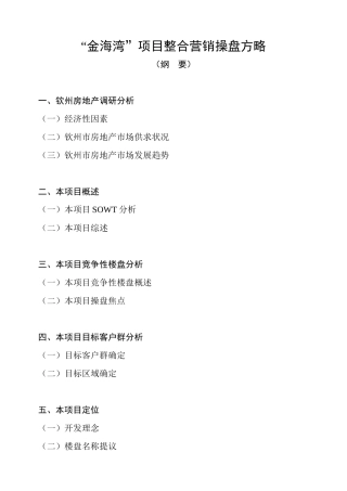 “金海湾”项目整合营销操盘方略