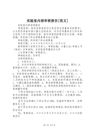 实验室内部审核报告[范文] 