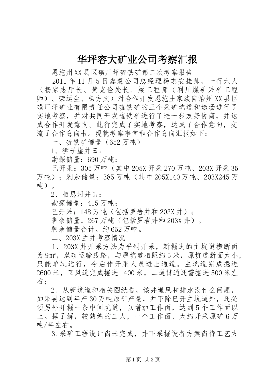 华坪容大矿业公司考察汇报 _第1页