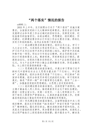 “两个落实”情况的报告 