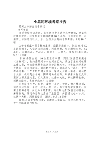 小黑河环境考察报告 