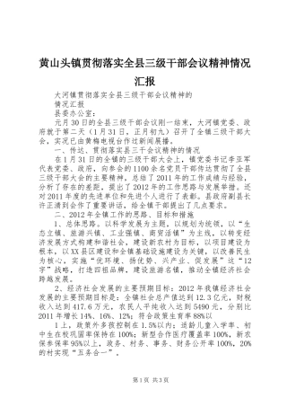 黄山头镇贯彻落实全县三级干部会议精神情况汇报 