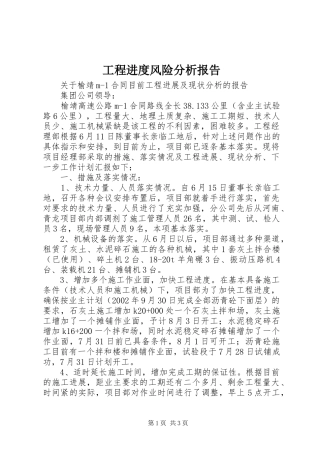 工程进度风险分析报告 