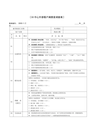 JXB015--XX中心外部客户满意度调查表