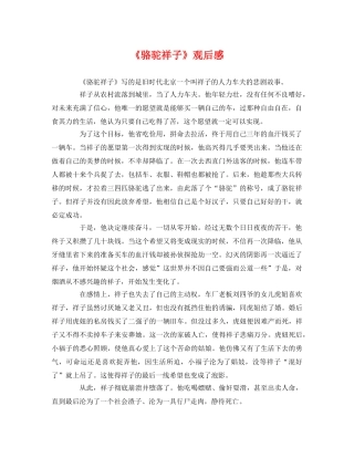 《骆驼祥子》观后感 