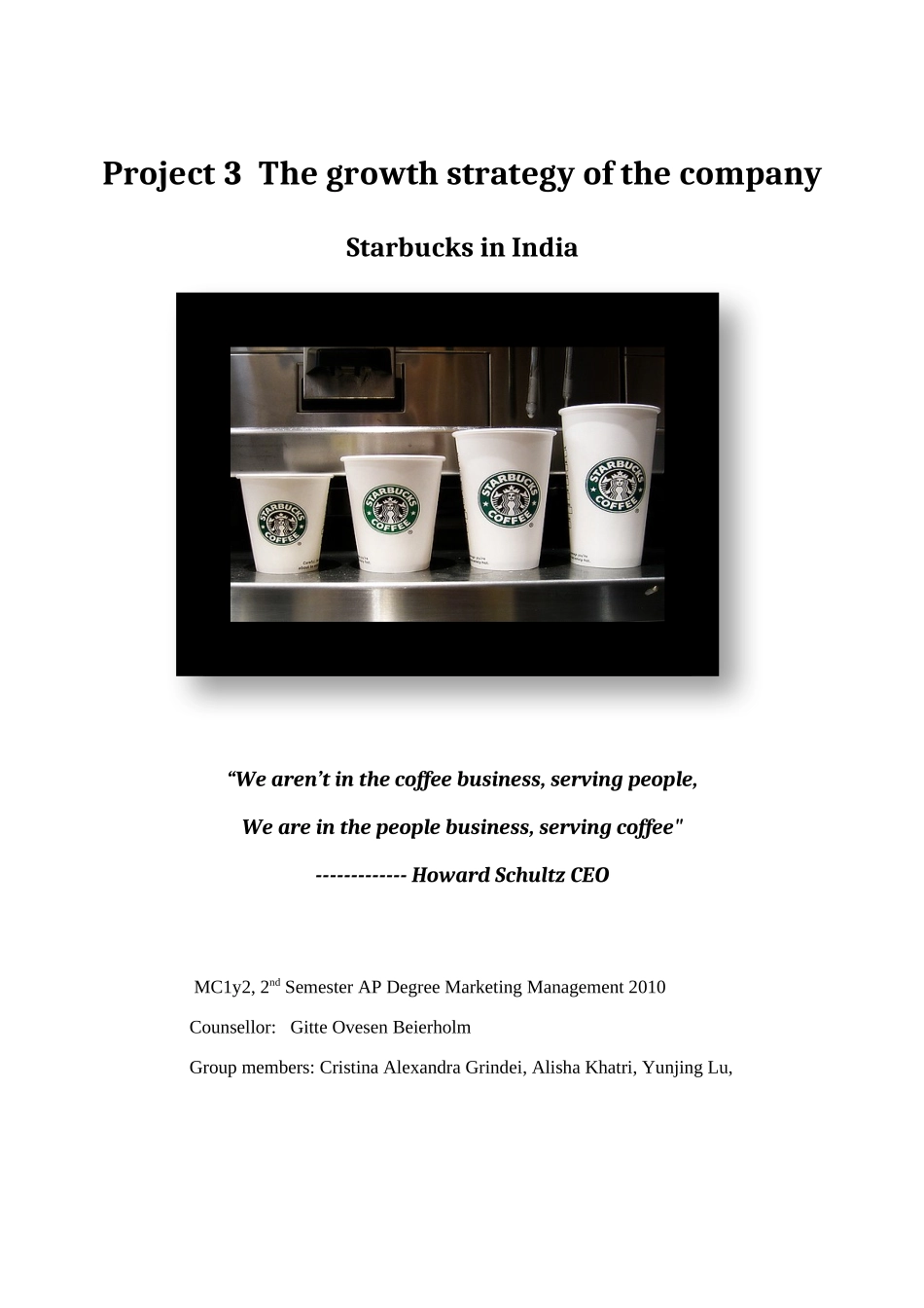 marketing plan for starbucks星巴克市场分析_第1页