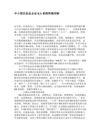 中小型化妆品企业KA渠道系统分析