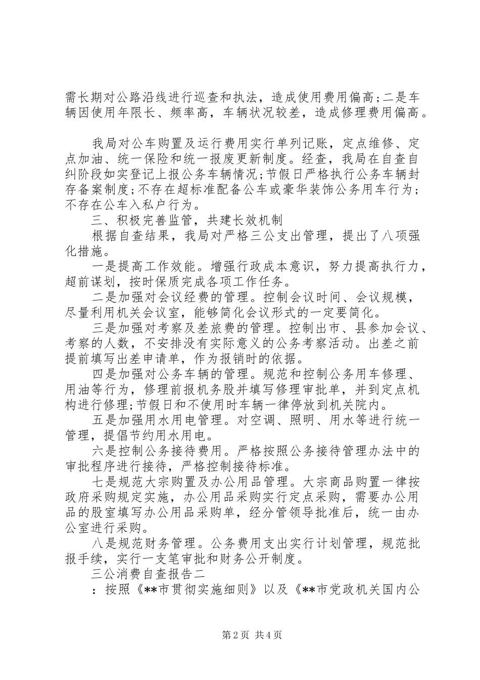 三公消费自查报告 _第2页