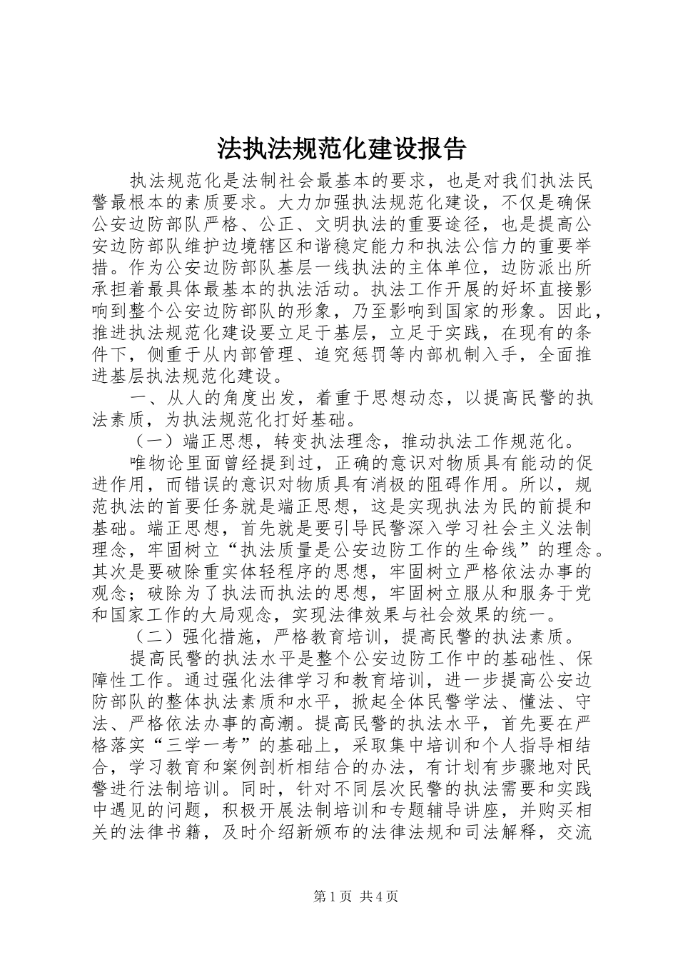 法执法规范化建设报告 _第1页