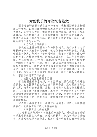 对副校长的评议报告范文 