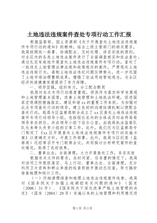 土地违法违规案件查处专项行动工作汇报 
