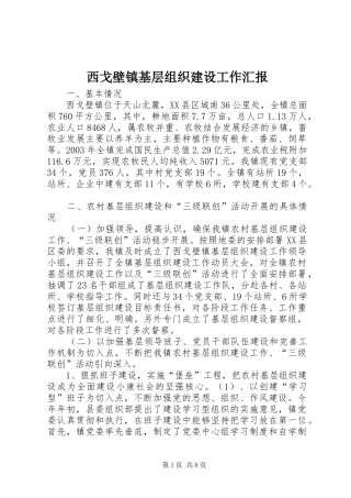 西戈壁镇基层组织建设工作汇报 