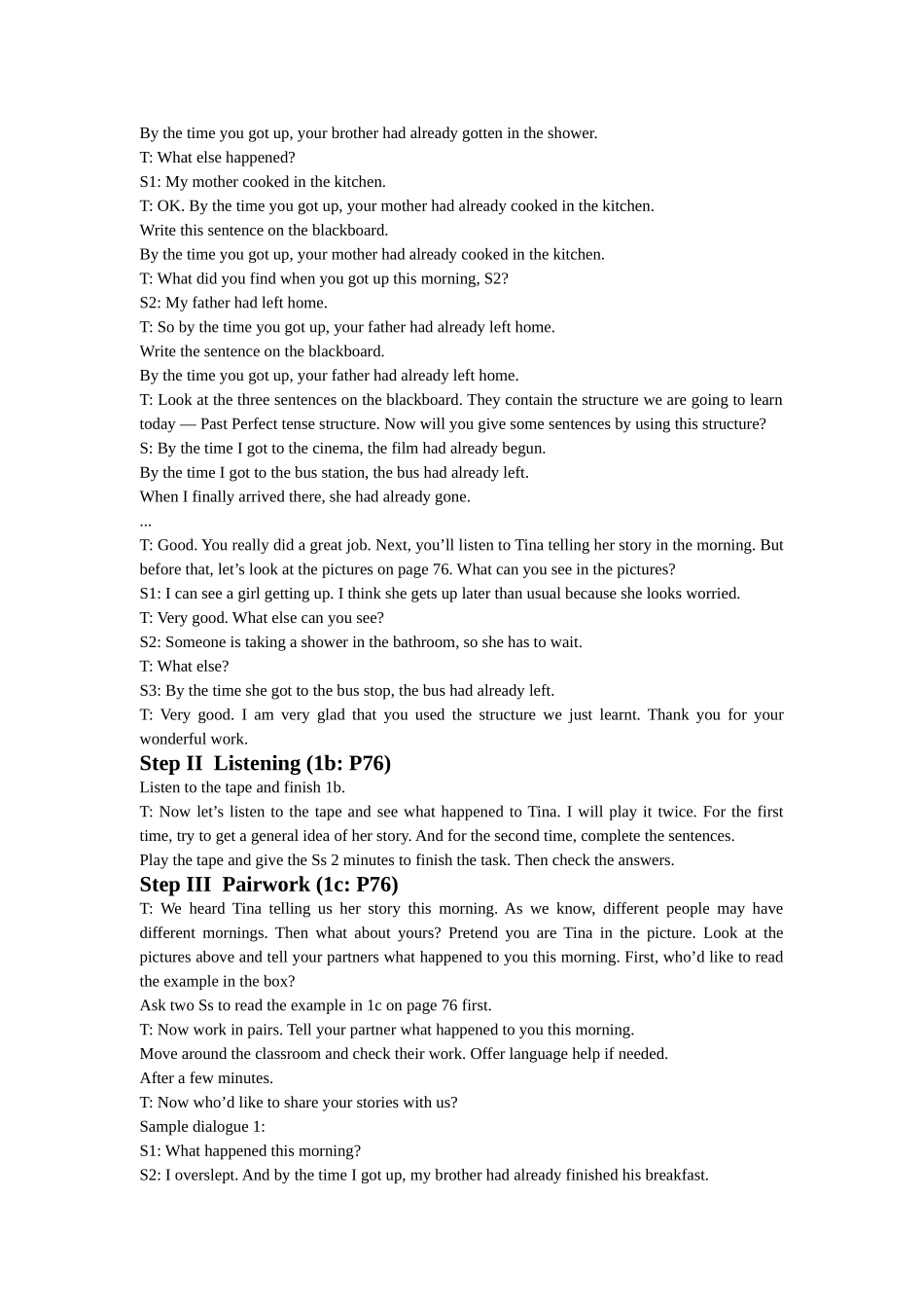 unit 10《by the time i got outside，the bus had already left》period 1教案 （人教新目标九年级）doc--初中英语 _第2页