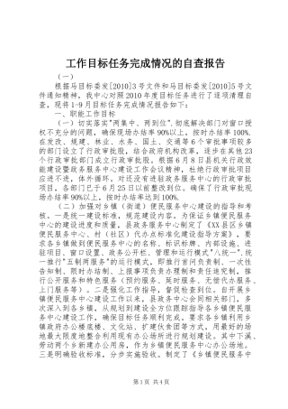 工作目标任务完成情况的自查报告 