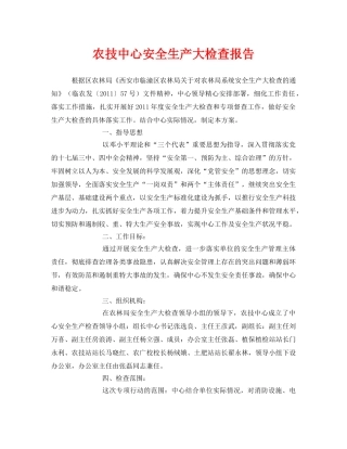 《安全管理文档》之农技中心安全生产大检查报告 