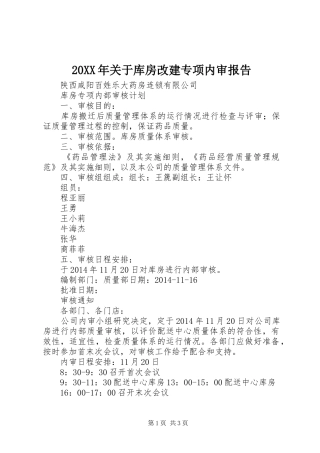 20XX年关于库房改建专项内审报告 