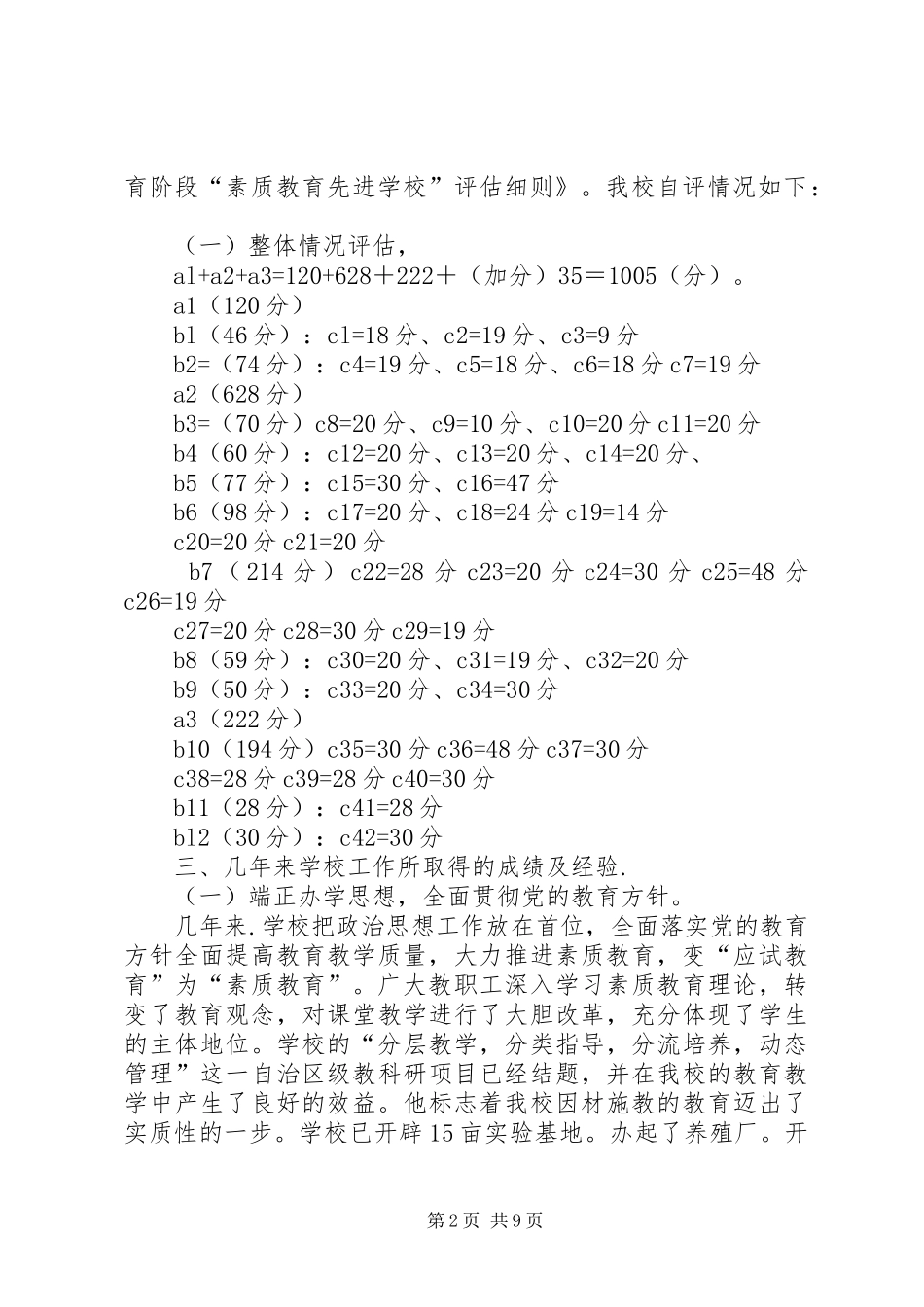 富口中学实施素质教育自评报告 _第2页