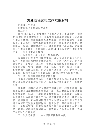栾城联社巡视工作汇报材料 
