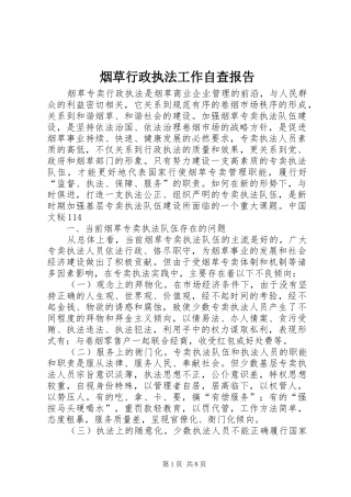 烟草行政执法工作自查报告 