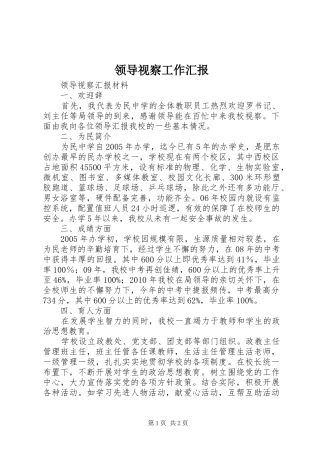 领导视察工作汇报 