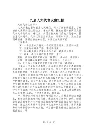 九届人大代表议案汇报 
