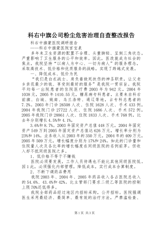 科右中旗公司粉尘危害治理自查整改报告 