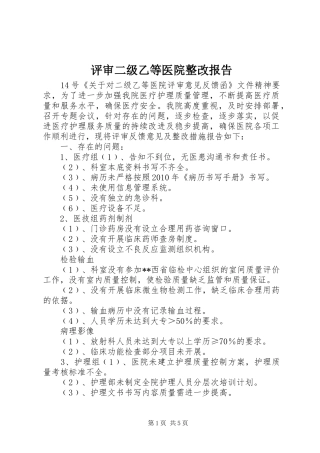 评审二级乙等医院整改报告 